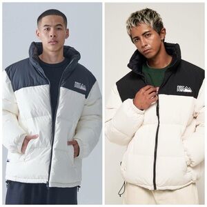 First Down USA Bubble Down Jacket Reversible Black Cream XL